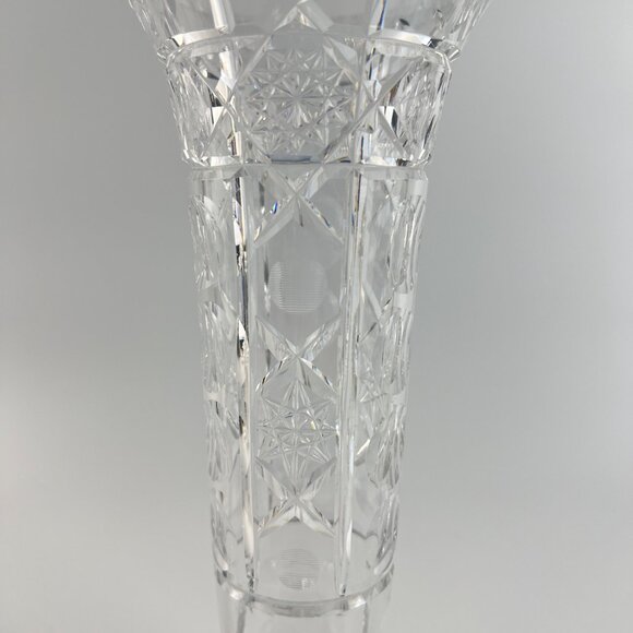Stunning Antique T. G. Hawkes Cut Crystal Tall Trumpet Vase Signed Rare Pattern - Picture 3 of 14